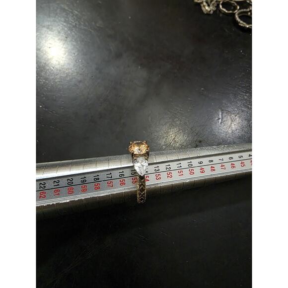 Sterling Silver Orange Stone Ring Size 7.5 - Picture 4 of 4